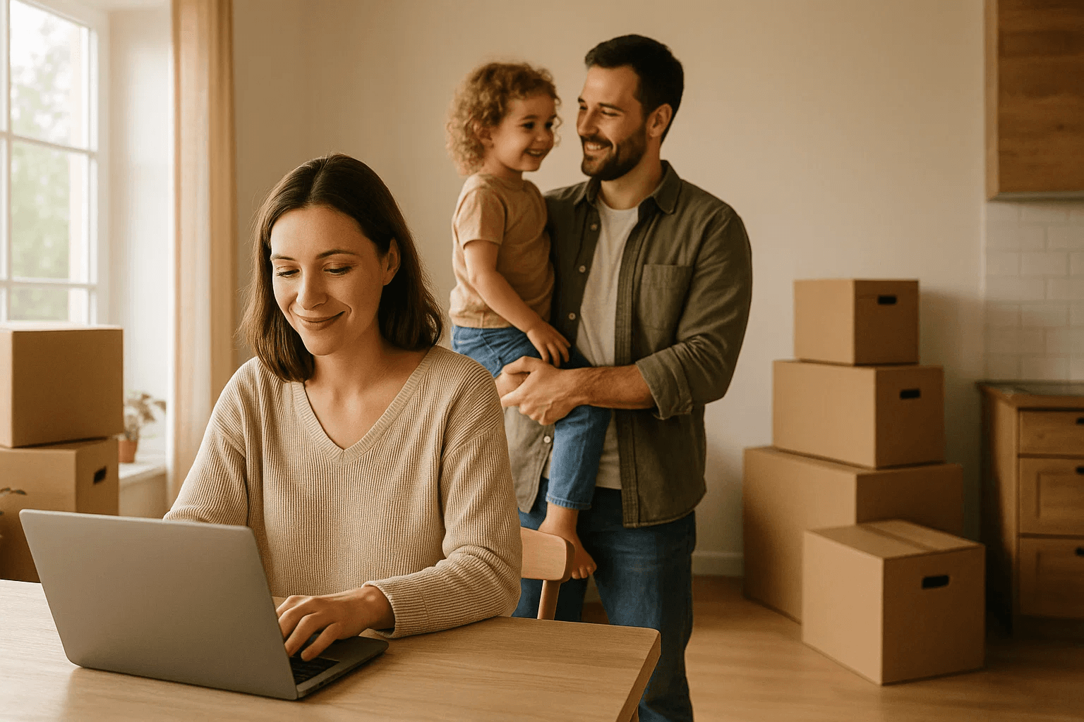 Family updating their address while moving