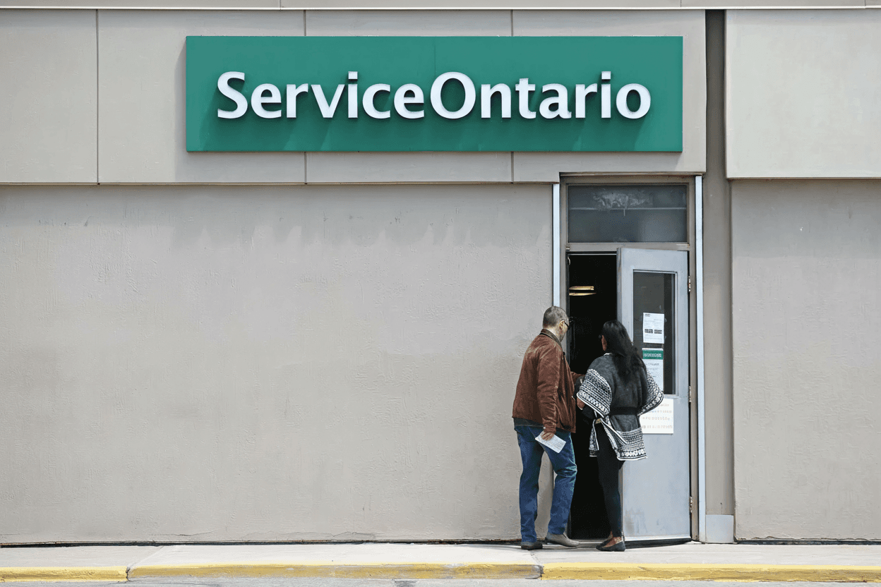 ServiceOntario sign on a building
